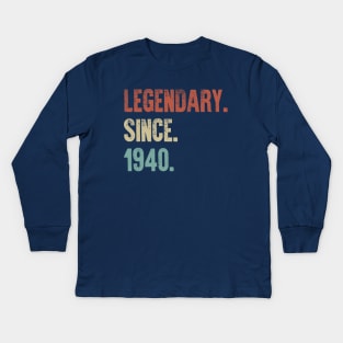 Retro Vintage 80th Birthday Legendary Since 1940 Kids Long Sleeve T-Shirt